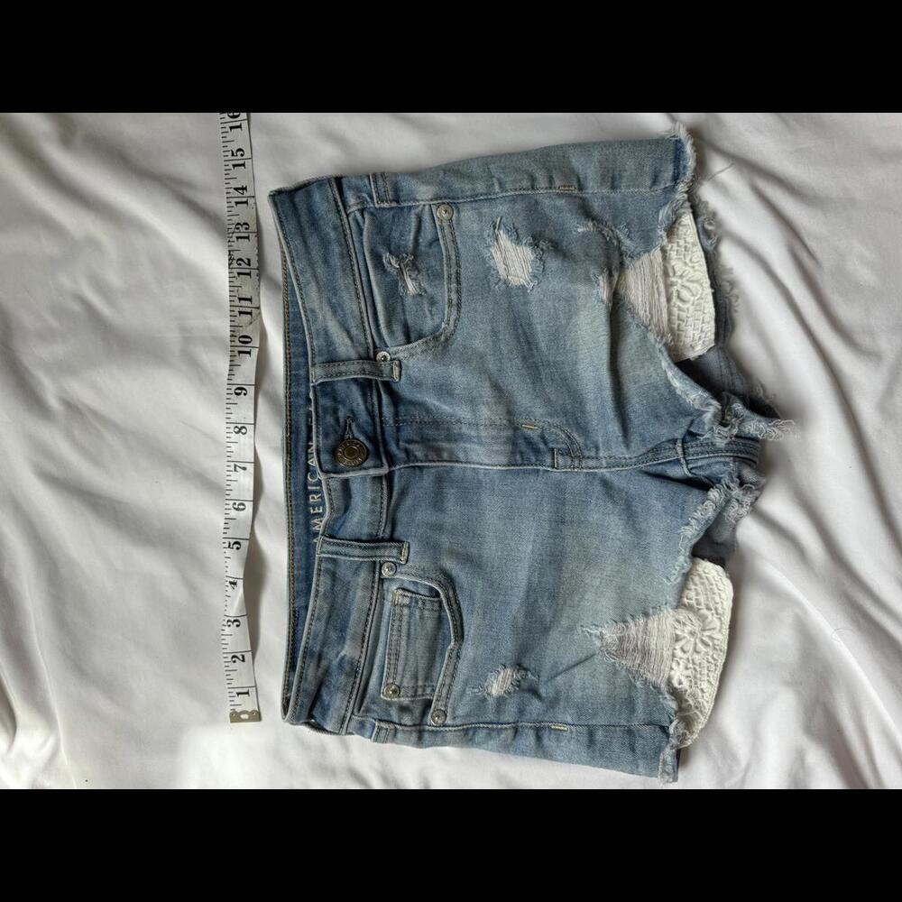 American Eagle Denim Shorts with Lace Trim size 4
